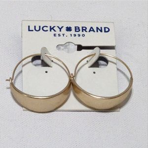 Lucky brand brushed gold hoop earrings new!!!